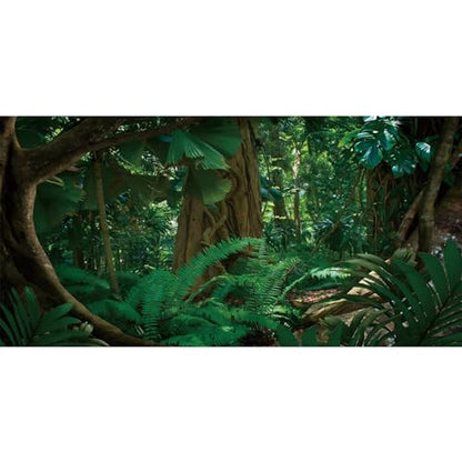 AWERT 24x16 inches Tropical Rainforest Terrarium Background Stone Green Huge Tree Reptile Habitat Background Polyester Tropical Rainforest Aquarium Background - size: 24x16in/60x40cm