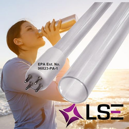 LSE Lighting Combo Package UV Bulb & Quartz Sleeve for Neptune WTA4-450, WTA-476D | 18" 4-Pin UV Lamp & Quartz Glass Tube | Replacement Kit | Designed in USA