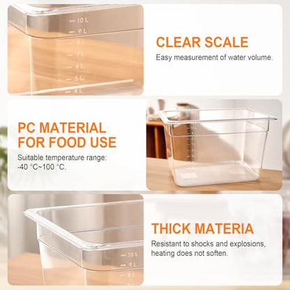 Sous Vide Container 12 Quart With Lid,BPA Free Complete Accessories For Anova and Most Sous Vide Cookers,Anova Container Kit - color: Sous Vide Container-without accessories