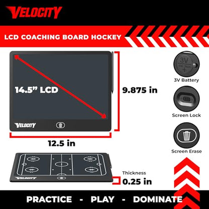 Velocity - Men's Lacrosse LCD Coaching Board - Black - style: Men's Lacrosse