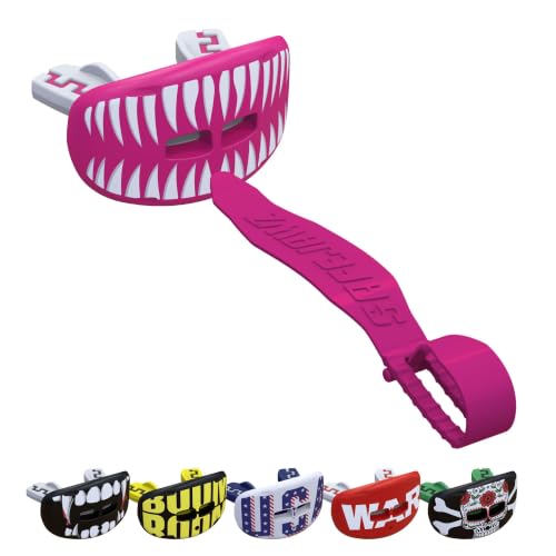 SAFEJAWZ Lip Guard, Football Mouth Guard with Detachable Strap - color: Viper Pink