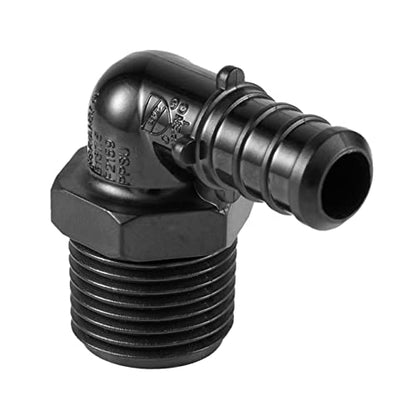 10-Pack EFIELD Poly PPSU Barb Crimp Pex1/2" Pex X 1/2" NPT Male Elbow Adapter Fitting, ASTM F2159,(PPSU1807036) - size: 1/2" P10, style: Male Elbow