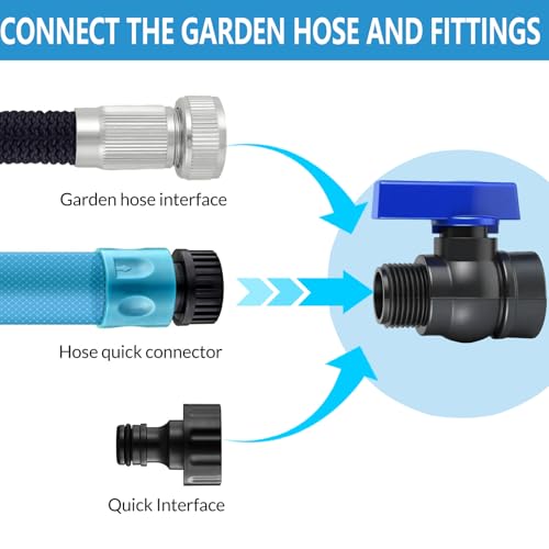 2 Pack 3/4 Inch Rain Barrel Spigot Kit, PVC Garden Hose Shut Off Valve with Bulkhead Fitting, Rain Barrel Diverter Kit for Water Tanks, Aquariums, Garden Barrel