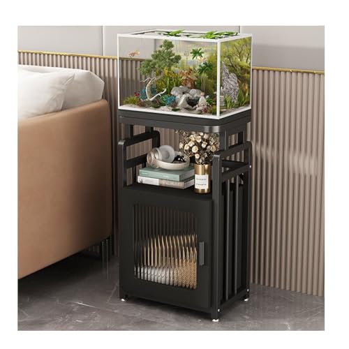 Fish Tank Stand, Freestanding Reptile Terrarium Stand, Metal Iron Shelf Fish Shelf with Non-Slid Mat for Living Room(Black,46X26X75CM) - color: Black, size: 46X26X75CM