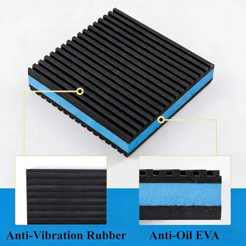 6 Packs 6" x 6" x 7/8" Heavy Duty Rubber Anti-Vibration Pads with Non-Slip Grooves, Shock Absorber & Noise Reduction Mat for AC Units, Generators, Air Compressors