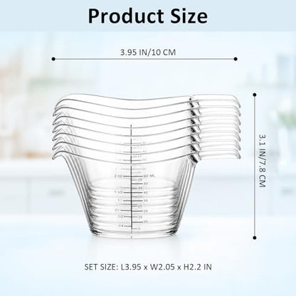 8 Pack Tablespoon Measuring Cup, 2oz/60ml Clear Mini Small Liquid Measuring Cups for Kitchen Resin Diy Beauty Mixing with Tsp/tbsp/oz/ml