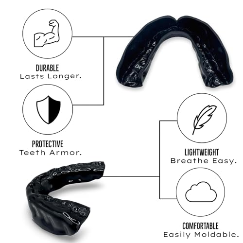Zero-G Adult Mouthguard Black 1-Pack, Boil & Bite for Contact Sports - color: Black
