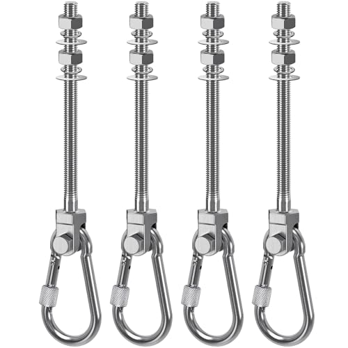 SELEWARE 4Pcs Heavy Duty Swing Hangers, 1500LB Capacity Stainless Steel Swing Set Hooks for Wood/Steel Beam, 7" x M2/5" Porch Swing Hardware for Playground Swing Hammock Chair Yoga Swing Punching Bag - color: 4 Pack Swing Hangers (7" X M2/5" Threaded Rod)
