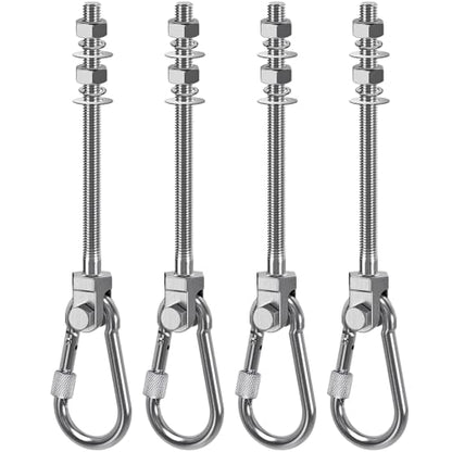 SELEWARE 4Pcs Heavy Duty Swing Hangers, 1500LB Capacity Stainless Steel Swing Set Hooks for Wood/Steel Beam, 7" x M2/5" Porch Swing Hardware for Playground Swing Hammock Chair Yoga Swing Punching Bag - color: 4 Pack Swing Hangers (7" X M2/5" Threaded Rod)