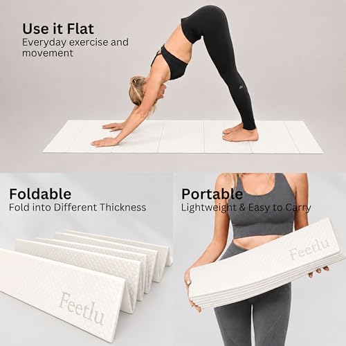 Foldable Yoga Mat, 72" x 24", 6/8/10/12mm - color: White, size: 24" x 72" x 1/4"