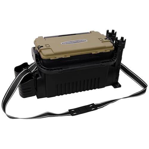 Dual-layer Fishing Tackle Box, Tackle Box Organizer Fishing Box Large, Plastic Portable Tackle Storage Box with 2pcs Rod Holder, 2pcs Cup Holder, 1pc Carring Strap