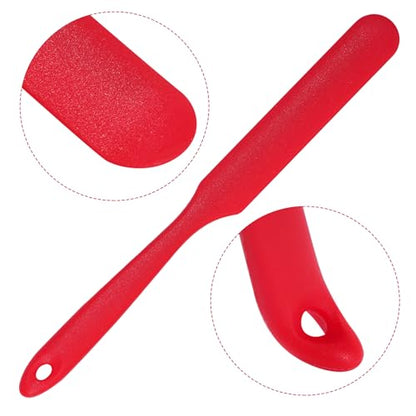 SUMERSHA 2pcs Silicone Spatulas Heat Resistant Jar Spatulas Cake Cream Butter Spatulas with Long Handle Non-Stick Kitchen Baking Cooking Resin Craft Stirring Mixing Scraper Tool (Red, Black)