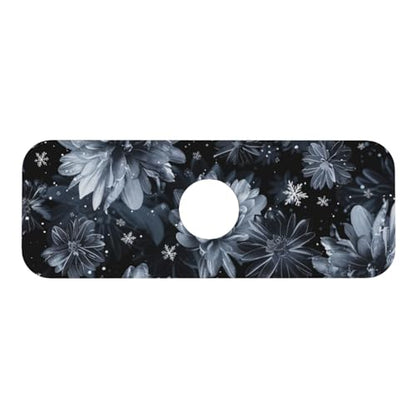 Faucet Draining Mat For Kitchen Sink, Stylized Gray Chrysanthemum Flowers Diatom Mud Absorbent Drain Pad For Bathroom Kitchen Sink Splash Guard Drying Mat - color: Stylized Gray Chrysanthemum Flowers