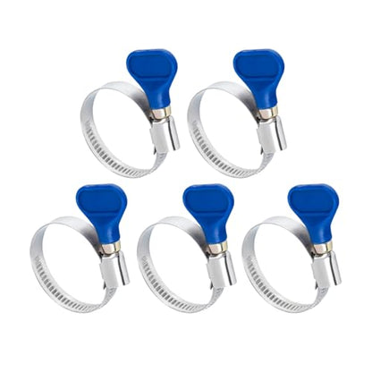 POWERTEC 70247 1-1/2 Inch Key Hose Clamps, Adjustable Stainless Steel Thumb Screw Hose Clamps for Dust Collection, PVC Tubing, Pipe Clamp, Worm Gear Clamp, 5 pack - size: 1-1/2 Inch, style: 5 PK