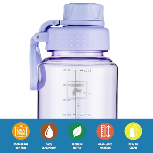 Fanhaw 32 oz Clear BPA-Free Tritan Water Bottle with Fast-Flow Spout Lid, BPA-Free & Leak-Proof Wide-Mouth Reusable Bottle for Gym, School & Office, Back to School Essentials (Amethyst) - color: Amethyst, style: 1 Pack