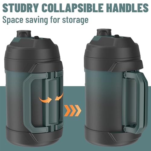 Zukro 1 Gallon Insulated 18/8 Stainless Steel Water Jug, Keep Cold 48 Hrs - color: Coal