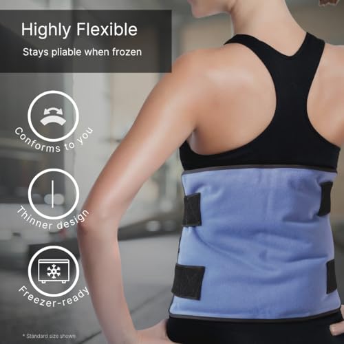 FlexiKold Ice Packs for Injuries Reusable with Straps – Cold Compress Gel Cold Pack, Ice Pack for Knee, – Flexible Medical Ice Wrap for Back, Shoulders, Legs, Muscle Pain – Standard – 2 Pk - style: Large 2-Pack