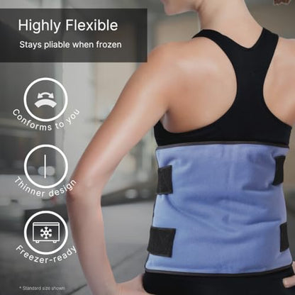 FlexiKold Reusable Gel Ice Pack with Straps – Cold Compress Pack for Injuries – Flexible Medical Ice Wrap for Back, Shoulders, Legs, Knees, Sciatica, Muscle Pain – Half Size - style: Medium