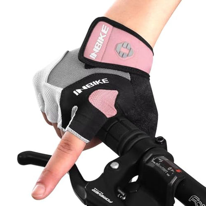 INBIKE 5mm Padded Half Finger Bike Bicycle Cycling Gloves - color: Pink, size: Small