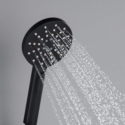 Circular 3 Settings ABS Handheld Shower Head, Multi-Function Showerhead with 3 Spray Modes, Ergonomic Design, Water-Efficient, Easy Install for Bathroom Showers, Matte Black Finish