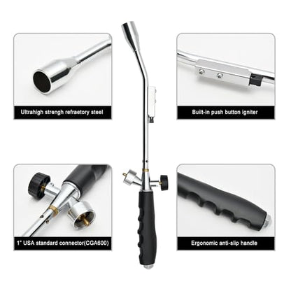 CAMPFIRE Grill Torch Charcoal Starter - Propane Torch, 50,000btu Flame Control Blow Torch With Ergonomic Handle For Charcoal Fire Starter,Weed Burner,Snowmelt(Fuel Not Included)