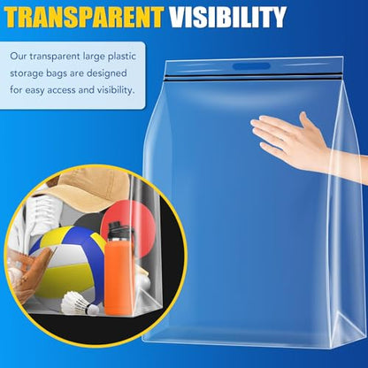 24 Pack Extra Large Plastic Storage Bags 10 Gallons 24"x20"x7" Zero BPA Double Zipper Seal 4 Mils Thick Double Layer Carry Handle Resealable Moving Seasonal Travel Clothes - size: 24Pack (10Gallons)