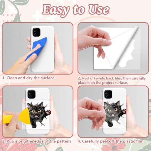 Peacoblue 18 Sheets Rub on Transfers for Crafts, Peeping and Probe Cat 3.6"x3.9" UV DTF Cup Wraps Waterproof Rub on Cold Transfers Stickers for Wood Glass Metal Cup Tumblers Mirrors Mugs Home Decor - style: Peeping and Probe Cat