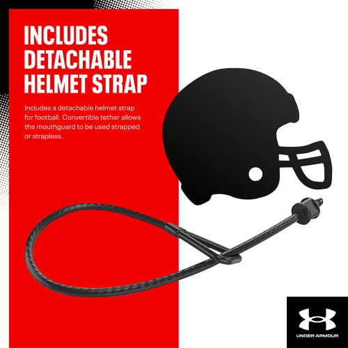 Under Armour Sports Mouth Guard, Custom Fit, Includes Detachable Helmet Strap - color: Black, size: Youth