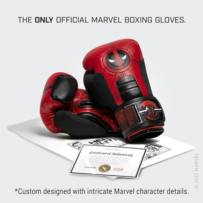 Hayabusa Marvel Hero Elite Boxing Gloves | Sparring and Training, Muay Thai Kickboxing, Fight Ready, Licensed Design, Padded Knuckle, 10oz 12oz 16oz, Men and Women - color: Deadpool, size: 16oz