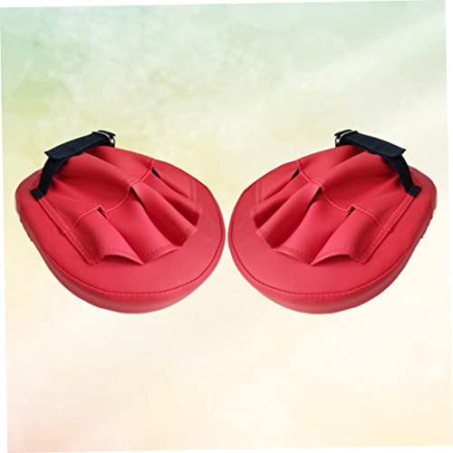 Pair of Curved Thai Pads for Kickboxing Training, PU Leather Red