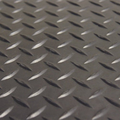 Rubber-Cal Diamond-Plate Rubber Flooring Roll - 3 mm x 4 ft x 2.5 ft Roll - Black - size: 30"L x 48"W x 0.1"Th