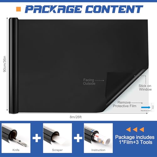 36 Inchx26 ft One Way Window Film Daytime Privacy Reflective Mirror Window Tint Sun Blocking Thermal Insulated Film Heat Control Static Cling Tint Anti UV Home Office (Black Silver) - color: Black Silver, size: 36 inch x 26 ft
