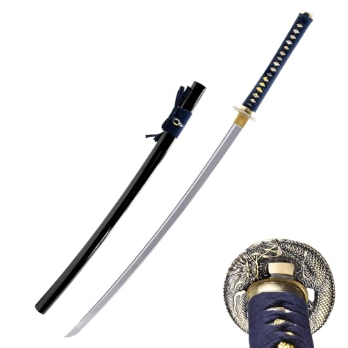 Katana Samurai Sword for Display, Hand Forged Full Tang 1045 Carbon Steel - style: Dragon