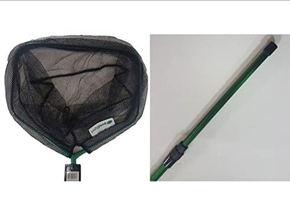 PondXpert Net System Fish Catching Net Head 12'' (30cm) Diameter & Telescoping Pole, Extends to 4'9" (1.5m), Allows Safe Transfer of Delicate Pond Fish and Skimming Small Debris