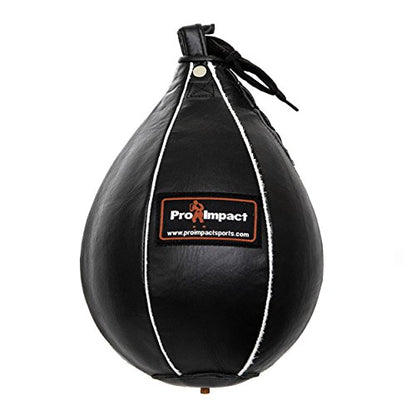 Leather Speed Bag – Rapid Rebound Pear-Shaped Punching Ball with Durable Latex Bladder for Boxing, MMA & Home Gym - color: Black, size: S - 6"x9"