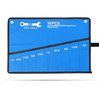 10 Pockets SAE Wrench Tool Roll Up Pouch Utility Heavy Duty Canvas Tool Organizers Bag Blue - style: 10 Pockets SAE