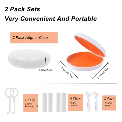 2 Pack Retainer Case Compatible with Invisalign,Aligner Cases - color: White