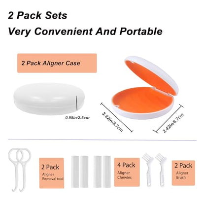 2 Pack Retainer Case Compatible with Invisalign,Aligner Cases - color: White