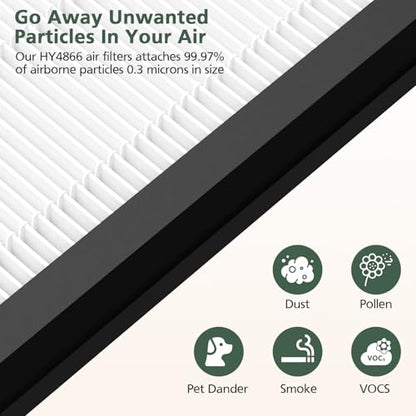 HY4866 Replacement Filter Compatible with MORENTO HY4866, WESTHEY HY4866, YIOU M1 Air Purifier, 3-in-1 H13 Ture HEPA Filters (Extra 4 Pre-filter) Enhanced Version for HY4866, 4 Pack