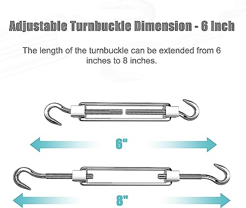 Shade Sail Hardware Kit Include Winches & Wire Rope, Anti-Rust Stainless Steel Sun Shade Hardware Kit for Rectangle Square Triangle Shade Sail Installation(71 PCS)