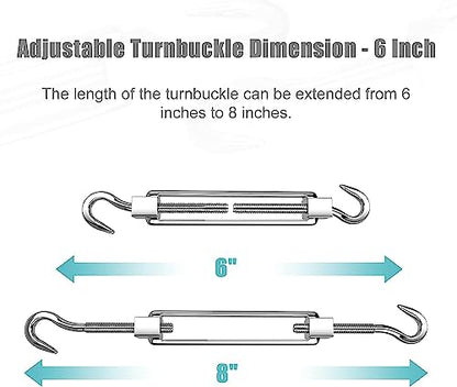 Shade Sail Hardware Kit Include Winches & Wire Rope, Anti-Rust Stainless Steel Sun Shade Hardware Kit for Rectangle Square Triangle Shade Sail Installation(71 PCS)
