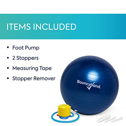 Bouncyband Balance Ball – Create Flexible Seating to Improve Focus at School, Office, or Home with This No-Roll Weighted Ball - color: Dark Blue, size: Medium (Pack of 1)