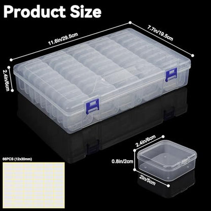 Bead Organizer Box, 46Pcs Small Bead Organizers and Storage Plastic Cases, Mini Clear Storage Containers Boxes with Hinged Lid for Diamond Painting Accessories Seed Jewelry Crafts