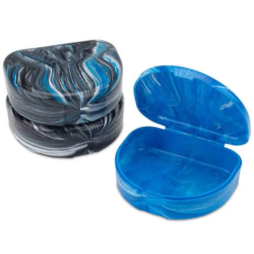 Practicon Marble Retainer Cases, Orthodontic Aligner Case, Mouth Guard Holder (3 Pack) (Midnight) - color: Midnight