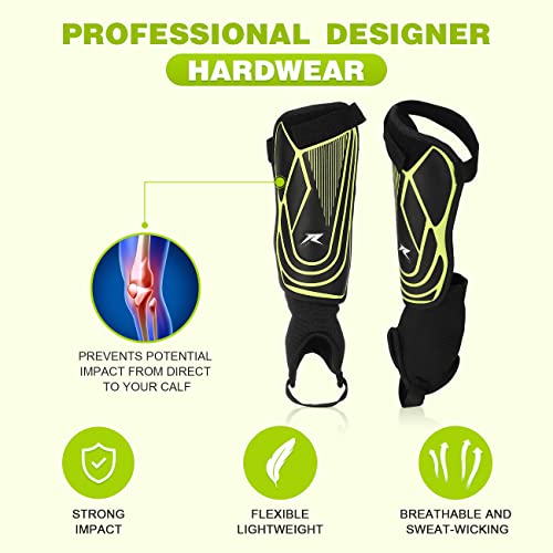 Soccer Football Shin Guards with Ankle Protection, Super Protective Flexible Low-Profile Adult,Youth, Junior - size: Medium