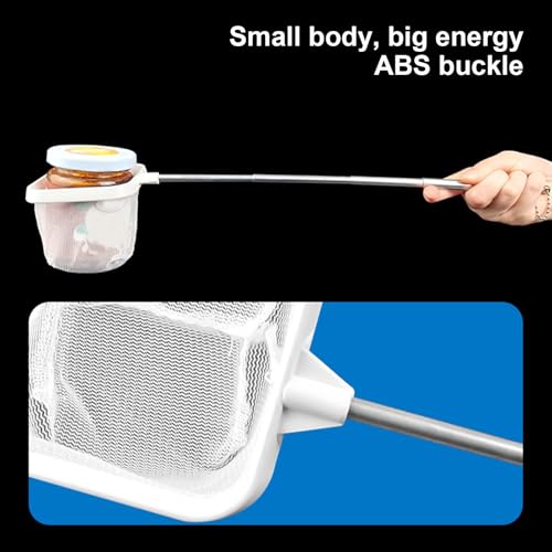 Fish Tank Net with Telescopic Stainless Steel Handle Deeper Mesh Bag Fish Net Square Fish Tank Net for Shrimp Baby Fish Food Residue Debris White - color: White