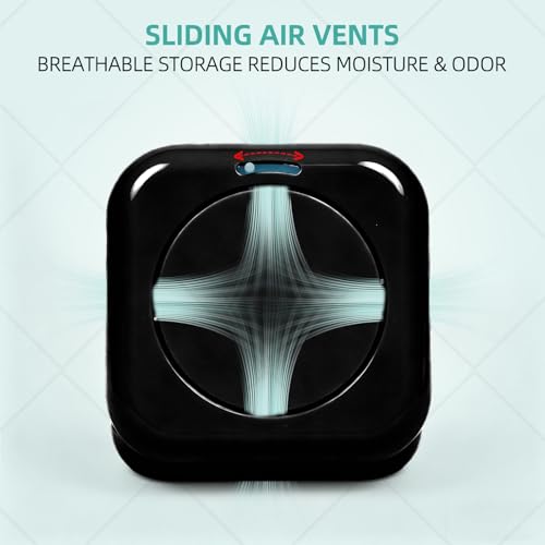 Retainer Case with Magnetic Closure & Vent Holes, Portable Aligner Case for Invisalign, Travel Retainer Holder (Square：Black)