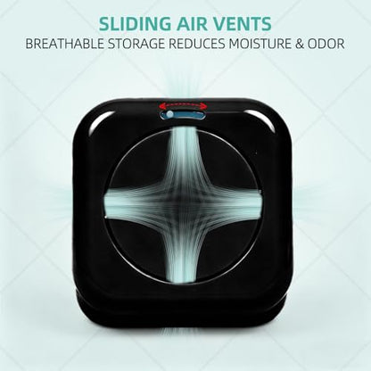Retainer Case with Magnetic Closure & Vent Holes, Portable Aligner Case for Invisalign, Travel Retainer Holder (Square：Black)