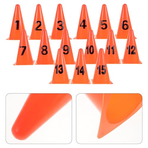 ABOOFAN 15Pcs Orange Soccer Training Cones, Soft Numbered Markers