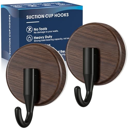 Suction Cup Hooks for Shower, Shower Hooks Mounting on Glass Doors,Tile, Mirrors, Metals,Hook for Hanging Towels, Robe, Loofah, Jackets-Walnut(2 Pack) - color: 2pcs Walnut